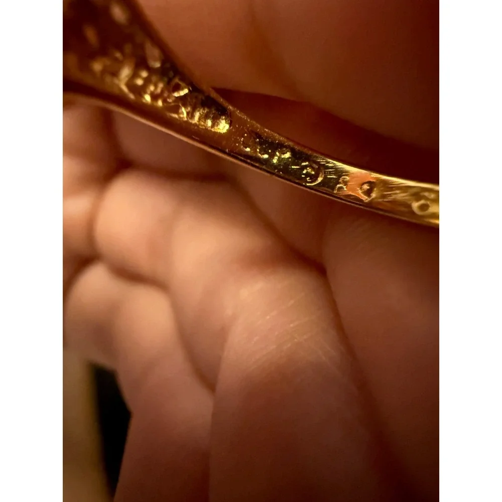 Gold Tone Filigree Bypass Ring Round Clear CZ Solitaire Vintage Style Size 6.25